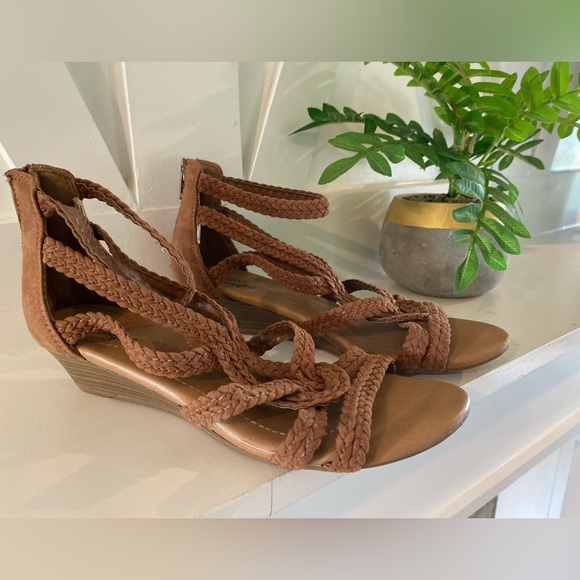 Dexflex Comfort Women's Saylor Low Wedge Sandal Braided size 6W Boho Summer Shoe - Picture 1 of 8